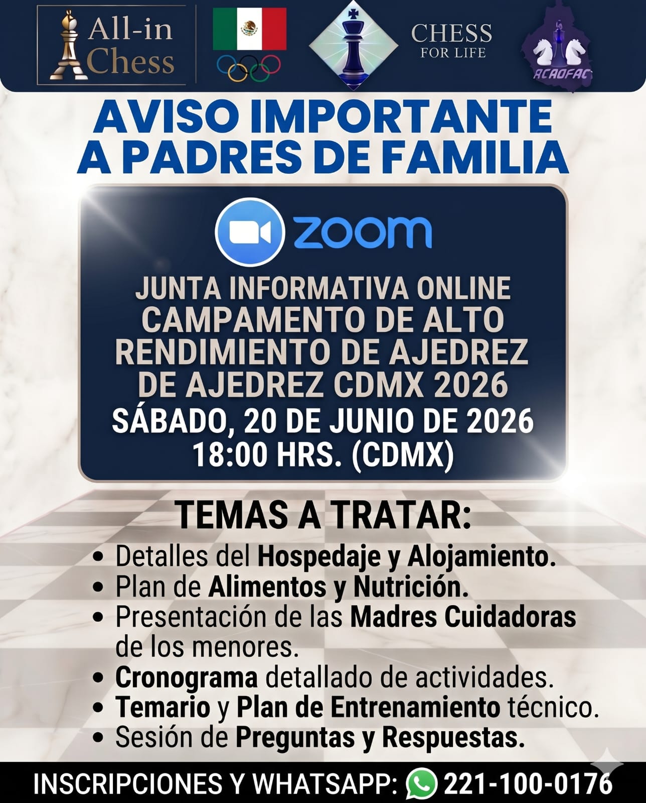 Aviso Importante Junta Zoom Padres de Familia